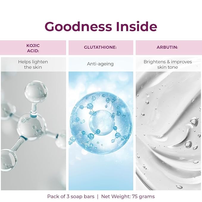 Kozicre Kojic. Acid Soap & Glutathione | Whitening | Body Tan Removal | Bath for Men & Women | Remove Dark Spots & Hyperpigmentation | For Glowing Skin - Pack of 3