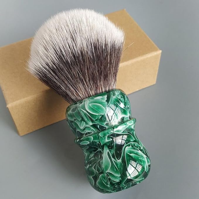 30mm Shaving Brush for Men Wet Shave Using Shaving Cream & Soap, Jade resin Handle Hair Salon Shave Brush for Father's Day Gifts for Him Dad Boyfriend