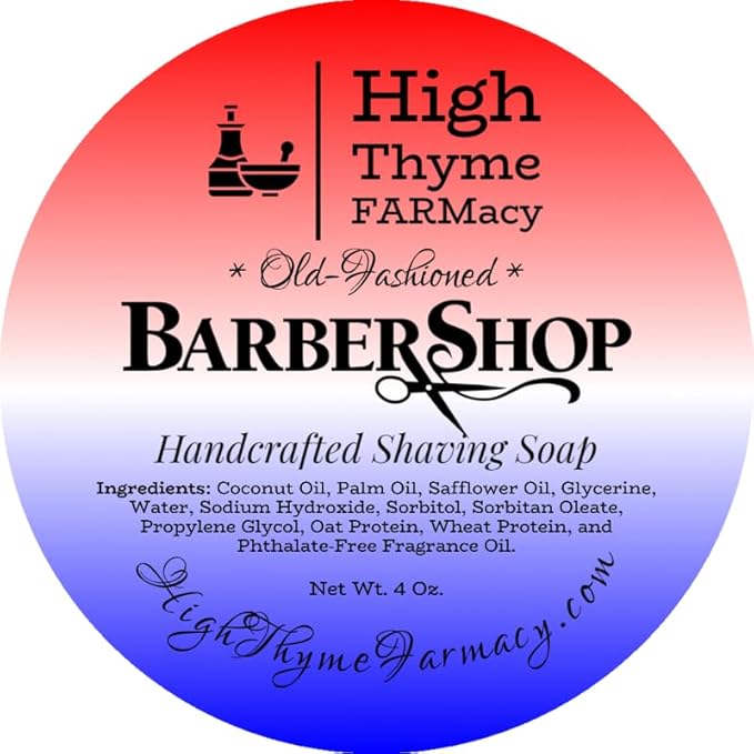 Barbershop Shaving Soap Puck – 4 oz Old-Fashioned Bay Rum, Sandalwood & Patchouli Scent – Cold Process Wet Shave Soap with Bentonite Clay – 3” Shave Soap in Metal Tin
