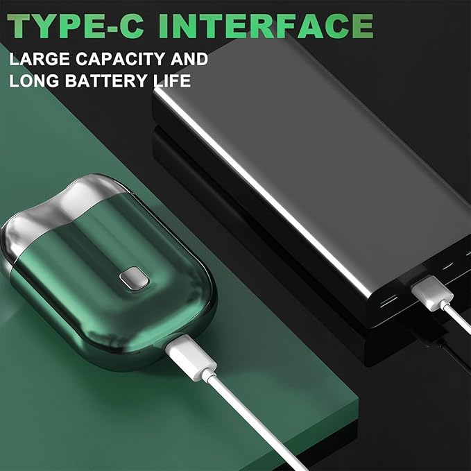 Mini Electric Shaver for Men, Pocket Dual Head Shaver Washable Waterproof, Electric Mini Portable Razor USB Rechargeable Portable Razor for Home, Car, Travel (Green)