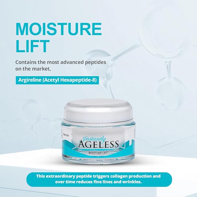 Instantly Ageless Moisture Lift - Argireline Peptide Skin Care Face Moisturizer - Enhance Your Beauty With Firming Daily Moisturizer & Wrinkle Cream - Age Defying Gifts for Women - 1.7 Oz