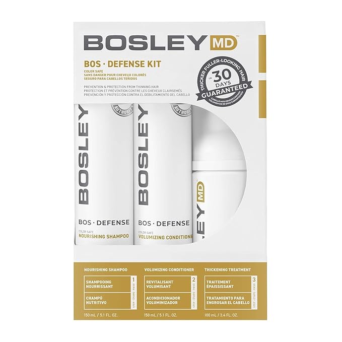 BosleyMD BosDefense KIT for Hair Thinning Prevention (Color Safe), Starter Size (30 Days).