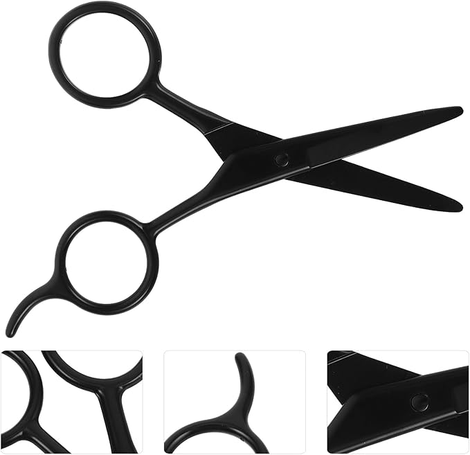 MAGICLULU Facial Hair Scissors Mustache Trimming Scissors 2pcs 5-inch Stainless Steel Lightweight for Men and Women Precision Beard and Eyebrow Shaping