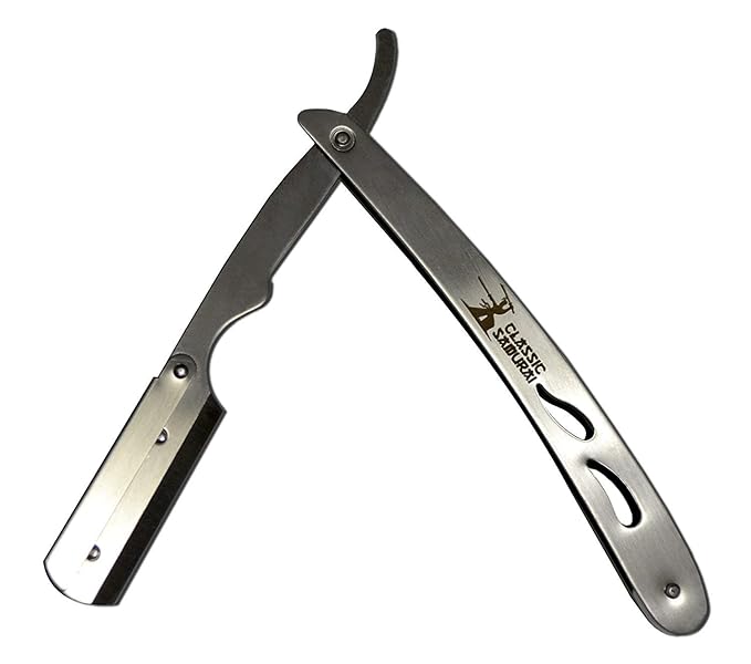 CS102 + CS Matte Black Professional Barber Straight Edge Shaving Razor 2 pcs for Men + 100 Lord Platinum single edge Razor Blades