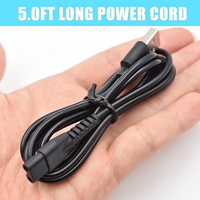 Charger Fit for Manscaped Lawn Mower 3.0/2.0 Electric Groin Hair Trimmer Replacement Charging Cable Power Cord Adapter（Wall Adatper+USB Cable）