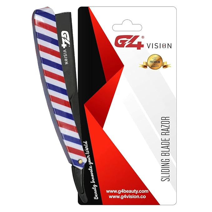G4 Stainless Steel Straight Edge Barber Shaving Razor Blade for Close Shaving Men Replaceable Blades (FLG Black)