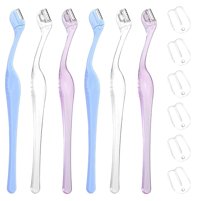 6pcs Small Eye Brow Razors For Women, Portable Mini Eyebrow Razor Trimmer, Face Razors Eyebrow Shaver For Facial Hair Lip, Shaving Removal Tool With Precision Cover