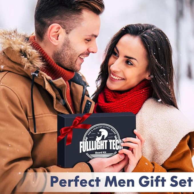 Beard Care Kit for Men-Nourish Soften Grooming Patchy Beard W/Vitamin Spray,Mustache Oil,Balm, Wash,Boar Bristle Brush,Wooden Comb,Scissors,Valentines Fathers Gifts for Men Dad Him Husband Boyfriend