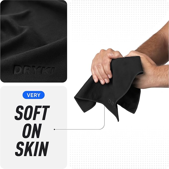 Pocket-Sized Sweat Towels - The Original Sweat Absorbing Handkerchiefs - Quick-Dry Microfiber Sweat Rags for Face, Hands, & Body - Men & Women - Gym, Sports, Work (Black: 20 Pack)