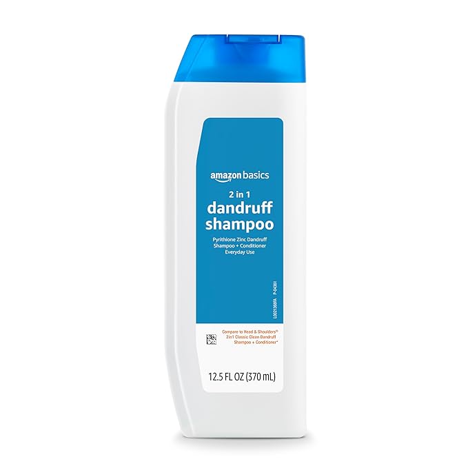 Amazon Basics 2-in-1 Anti-Dandruff Shampoo & Conditioner, Itch Relief, Safe for All Hair Types, Paraben-Free, Gentle and pH Balanced, 14.2 Fluid Ounces, 1-Pack (Previously Solimo)