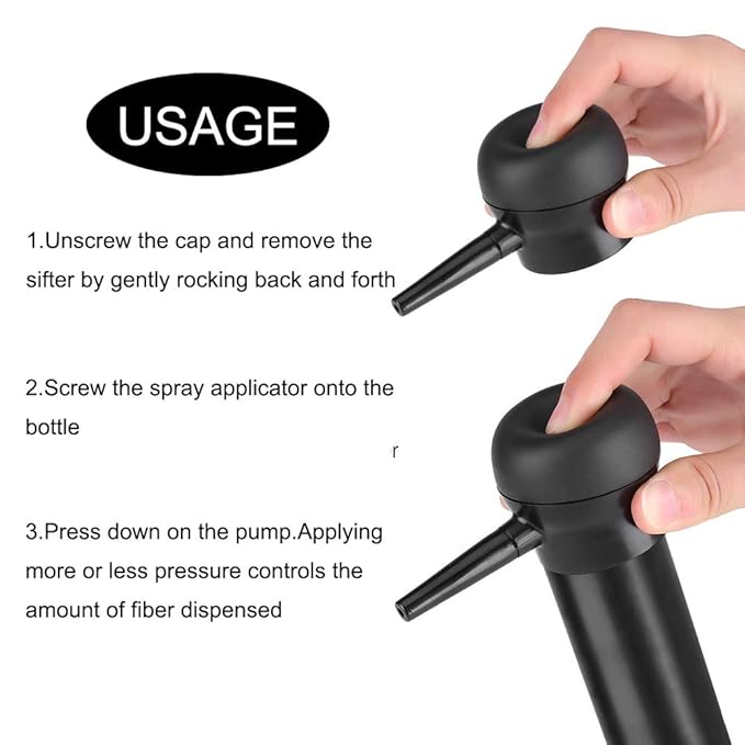 Hair Fiber Spray Applicator Pump Spray Applicator and Optimizer Hair Building Fibers for Thinning Hair for Women and Men Nozzle Thickening Tools