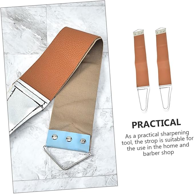 NOLITOY 2pcs Dual-sided Razor Strop Tool Practical Manual Sharpener for Straight Razors and Blades Durable Genuine Random Color Easy Operation for Home Grooming