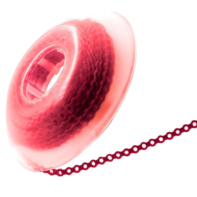 LA MIERE 1 Roll Orthodontic Rubber Chains, Braces Power Chains consisted force in closed, short, long 15'' spools (short, 0.136’’(3.3mm), Red)