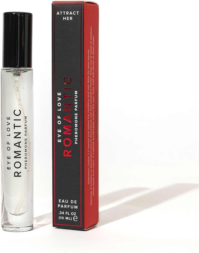 Eye of Love Romantic Pheromone Cologne for Men - Sandalwood Mint Perfume with Lemongrass & Vanilla - Long Lasting Plant-Based Fragrances for Date Nights - 10ml/0.34fl oz Men's Parfum