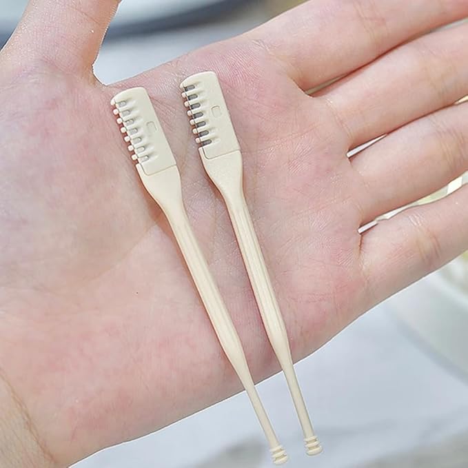 2Pcs Manual Ear Nose Hair Trimmer for Women/Men, Portable Personal Trimmer for Facial Care, Double Nose Hair Knife, Shave and Hair Removal