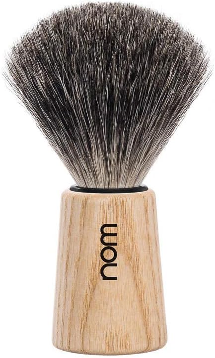 NOM Theo Shaving Brush | Pure Badger Shave Brush for Shaving soaps and creams | Exfoliating Shaving Brush| Pure Ash handle