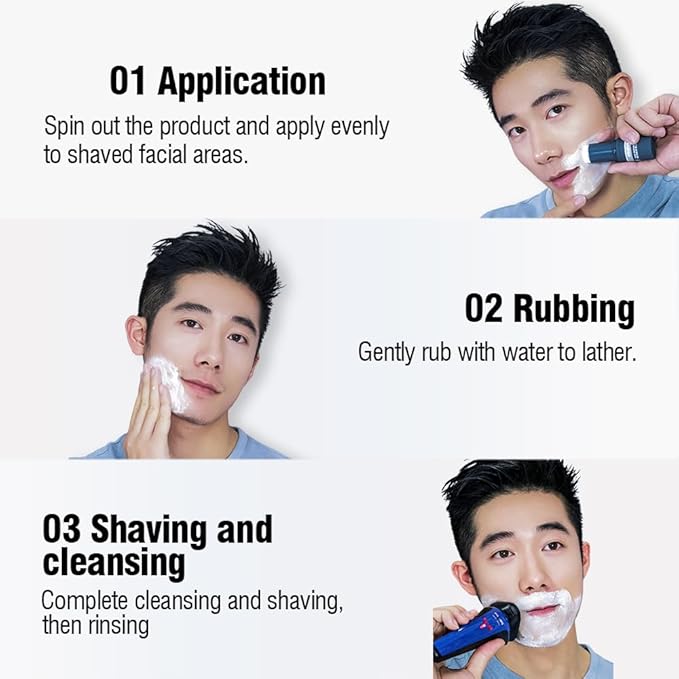 Shave Stick Bar and Face Wash for use with all Wet and Dry Shavers