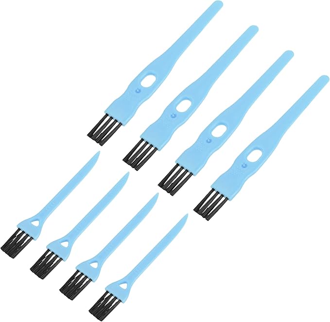 MECCANIXITY Shaver Brush Cleaning Tools with Blue Handle Black Nylon Bristles 2 Sizes for Keyboard, Window Track, Vent Outlet, Home, Office, 8 Pack