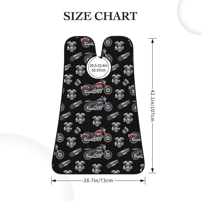 No-Slip Shaving Bib, Beard Grooming Apron with Strong Suction Cups, Cool Black Motorcycle