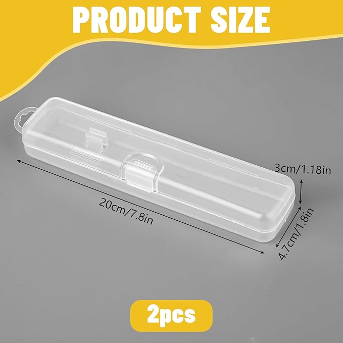 Travel Toothbrush Case, 2 Pcs Travel Size Toothbrush Holder Portable Clear Toothbrush and Toothpaste Storage Container Hard Plastic Transparent Toothbrush Carrying Box for Travel Use