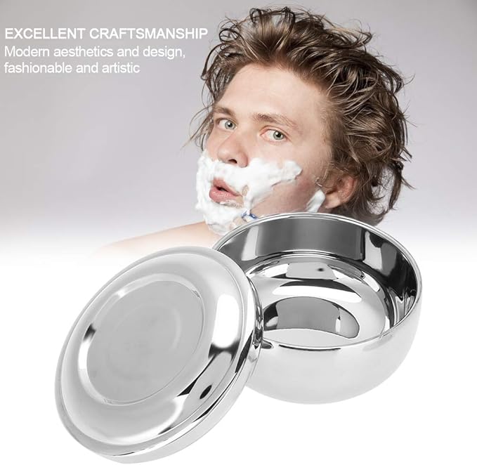 Universal Men Stainless Steel Beard Shaving Soap Bowl Shaving Mug Container With a Mirror