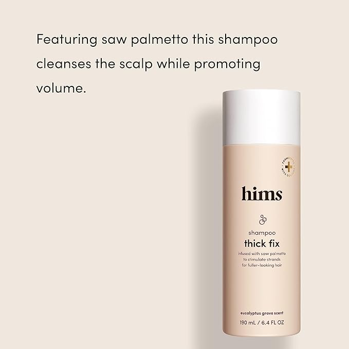 hims Thick Fix Shampoo & 5% Minoxidil Foam Solution Set - Saw Palmetto & Minoxidil Solution - Hair Strengthening & Thickening - Paraben-Free & Vegan - Eucalyptus Grove Scent