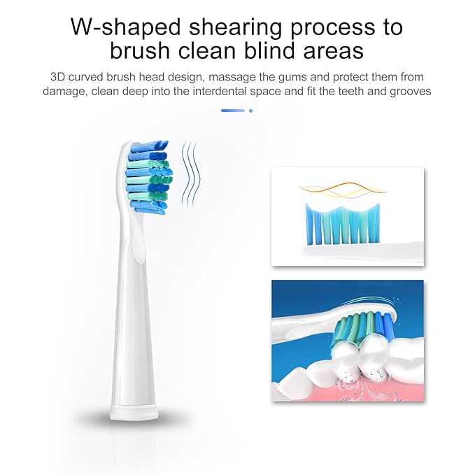 teeteck 5 Pack Electric Toothbrush Replacement Heads Compatible with Fairywill，Toothbrush Heads Compatible with FW-507/508/551/515/917/959/2011,FW-D1/D3/D7/D8