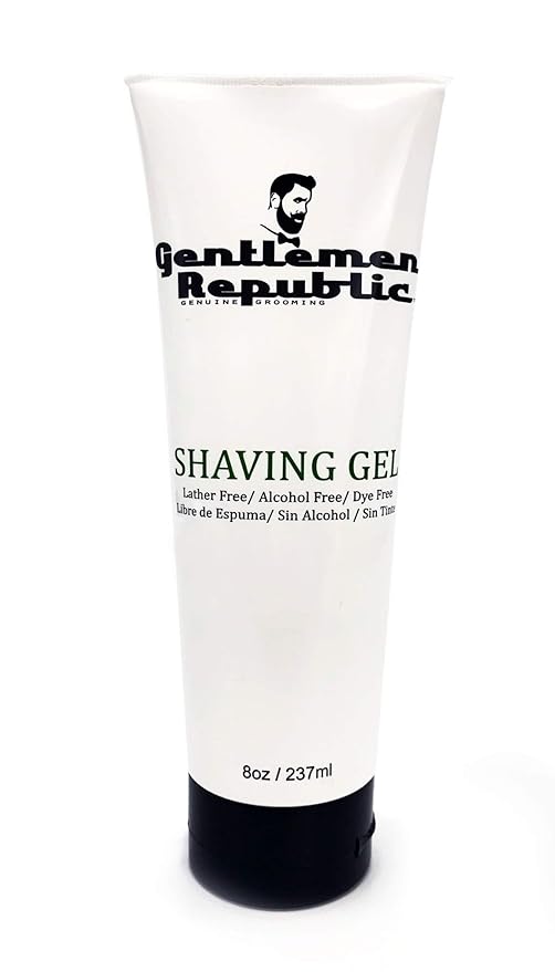Gentlemen Republic 8oz Shaving Gel - 100% Alcohol-Free, Lather and Dye-Free Formula with Maximum Glide for Comfort, Made in the US