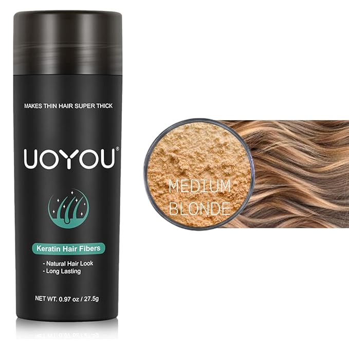 MEDIUM BLONDE Hair Fibers for Thinning Hair 27.5g Bottle | Undetectable & Natural Keratin Hair Fibers Concealer for Hair Loss for Men and Women | Hair Building Fibres Powder [MEDIUM BLONDE]