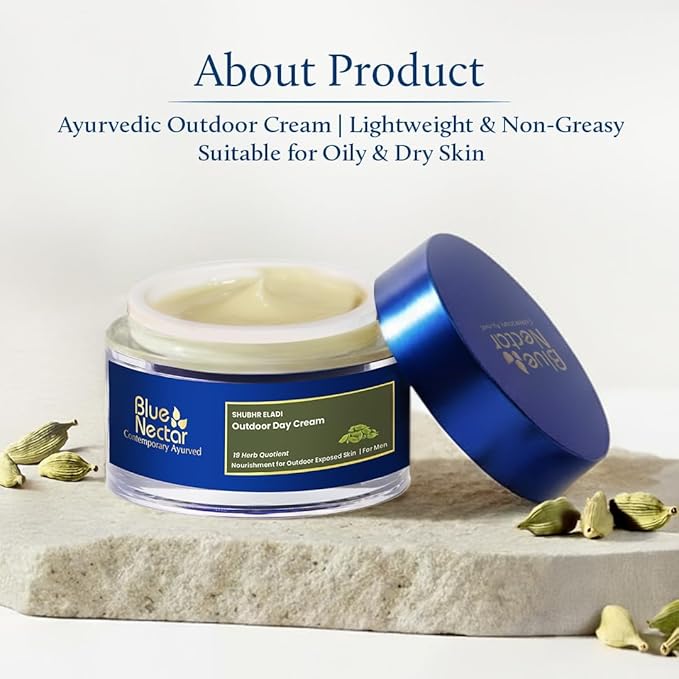 Blue Nectar Eladi Outdoor Day Face Cream for Men | Daily Moisturizer for Pollution Defense & Outdoor-Exposed Skin | Nourishing Men’s Face Cream for Oily & Dry Skin (19 Herbs, 1.7 Oz)