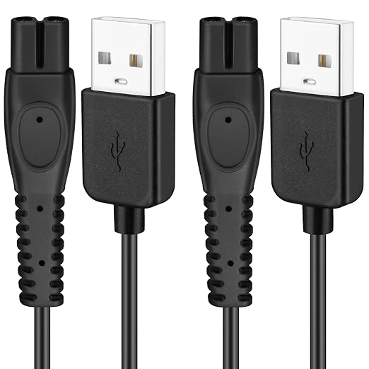 3Ft Shaver Charger Cord, 2 Pack 5V Electric Shaver USB Charging Cable, 24AWG Trimmer Razor Power Cord with Fishbone-Reinforced Cable Boot Design, for Philips Norelco Shaver QP2724, QP2834