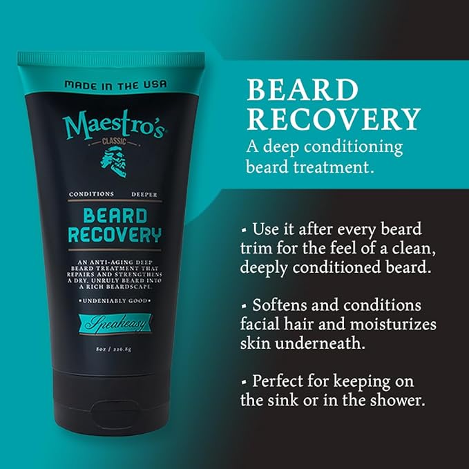 Maestro's Classic Beard Recovery Tube – Mark of a Man Blend | Beard Moisturizer for All Hair Types | Hydrating, Soothing & Softening Beard Conditioner for Men, 8 Ounce