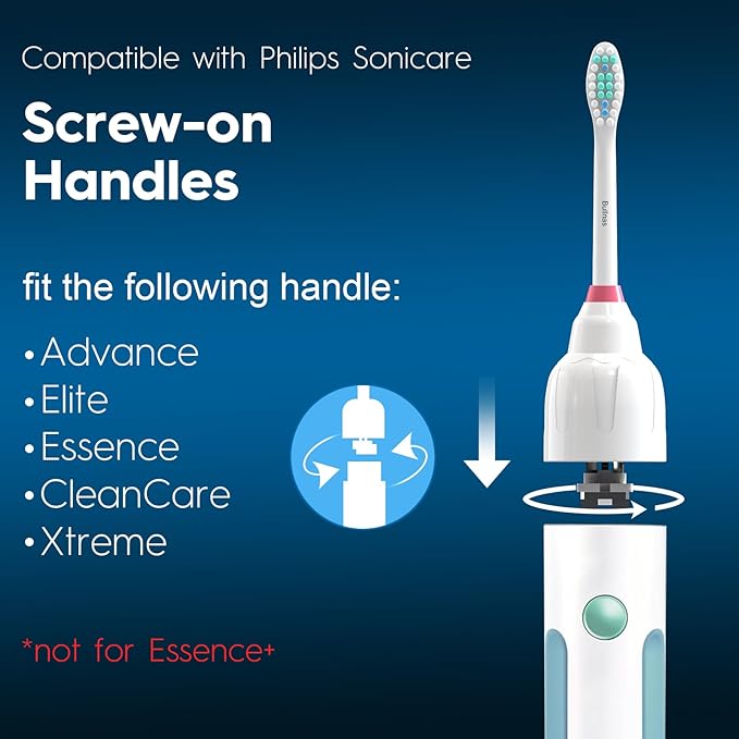 Replacement Toothbrush Heads Compatible with Philips Sonicare E-Series，Replacement Heads Fit Sonicare E-Series Essence Xtreme Elite Advance and CleanCare Screw-on Electric Toothbrush, BN728, 6 Pack