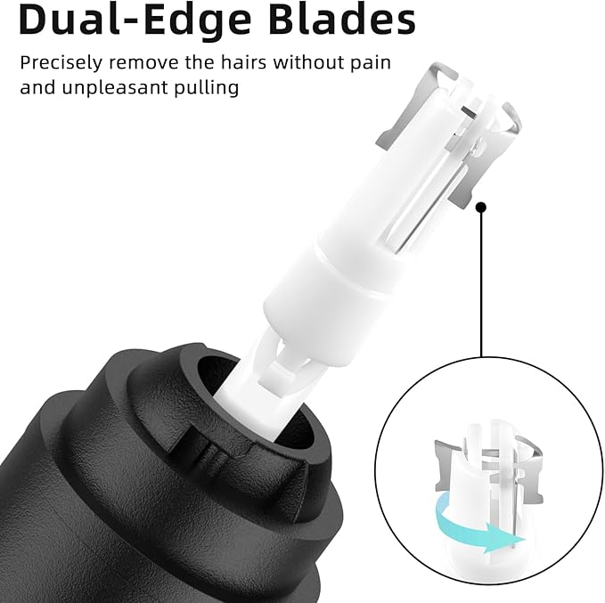 Smity Nose Hair Trimmer, Rechargeable Cordless Painless Ear Eyebrow Trimming Tool Dual Edge Blades Razor Easy Cleansing with LED Light for Man Woman (Black)