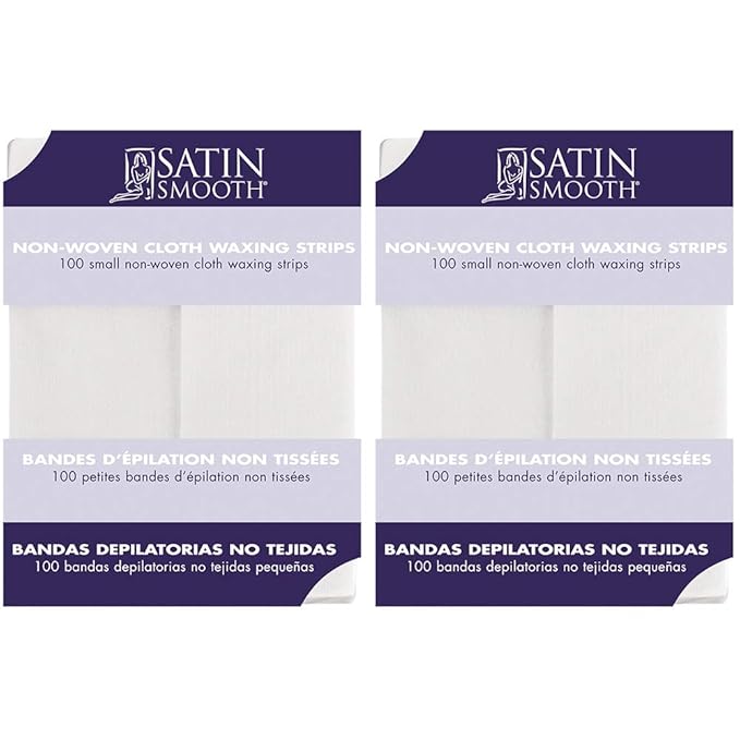 Satin Smooth Non Woven Wax Strips, Body and Face Wax Strips for Hair Removal, Cloth Waxing Strip for Women, Small, 100 ct, 2 Pack