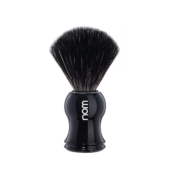 NOM Gustav Shaving Brush | Vegan Shave Brush for Shaving soaps and creams | sustainable eco-friendly and reusable |Exfoliating Shaving Brush | Black handle