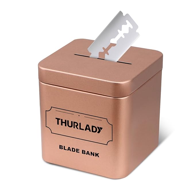 Razor Blade Disposal Container, Rose Gold, Large Capacity, Holds Over 500 Blades, Safe & Recyclable