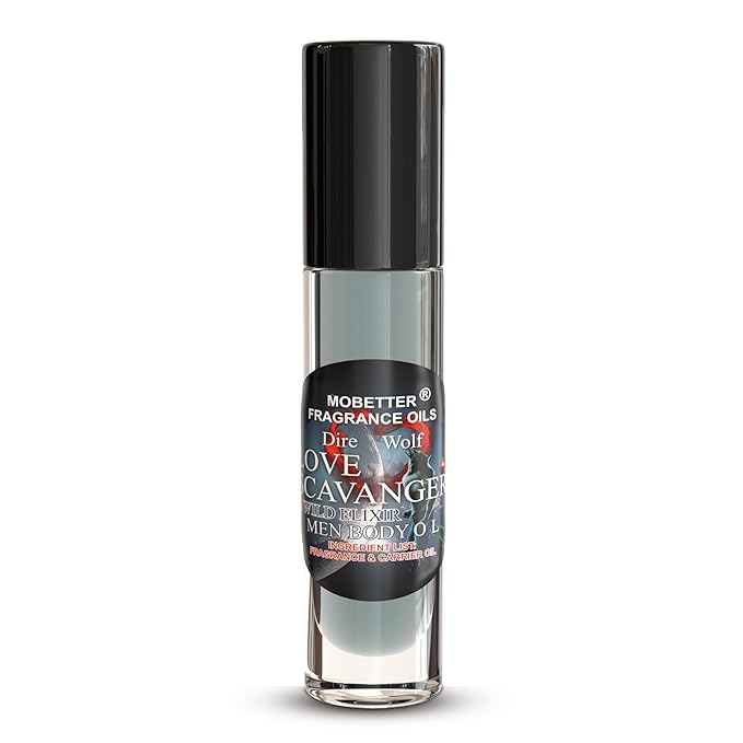 MOBETTER FRAGRANCE OILS Dire Wolf Love Scavanger A Wild Elixir Men Body Oil 0.33 Oz Roll On, Glass Bottle, Long Lasting, Travel Size