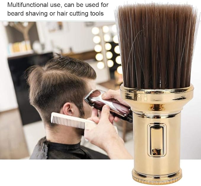 Hair Sweep, Multifunctional Neck Duster Brush Beard Shaving Brush Barber Brush for Barber Shop(Gold)