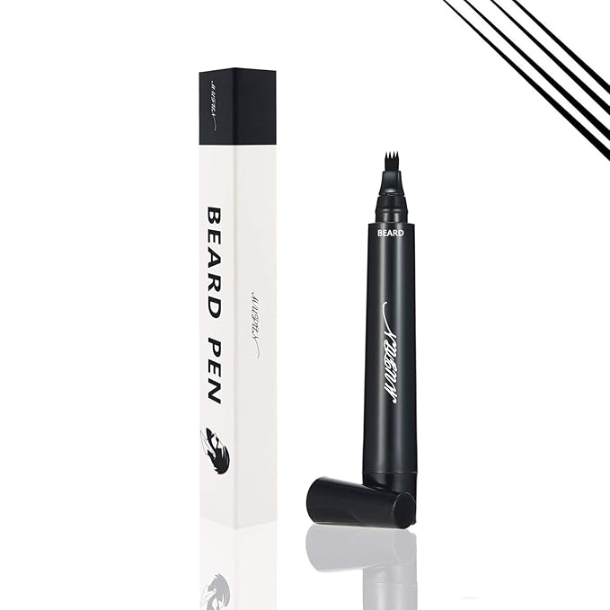 Beard Pencil Filler for Men - Sweat Proof, Water Resistance, Long Lasting & Natural Finish barber Pencil, Mustache Repair Shape (BLACK)