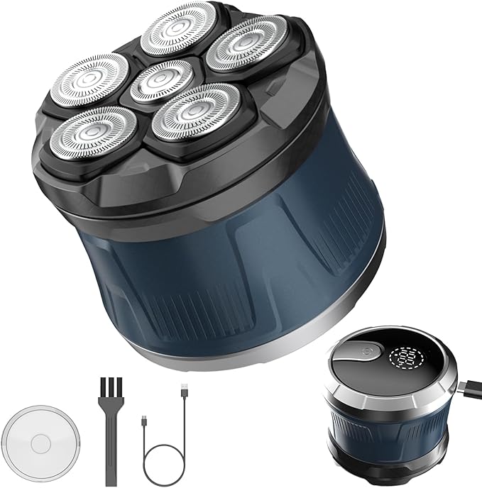 Electric Head Shaver for Bald Men, 6D Flexible Head Shavers, Magnetic Detachable Blade, Bald Razor, Wet & Dry Waterproof Skull Shaver, Cordless USB-C Rechargeable Electric Razor for Men