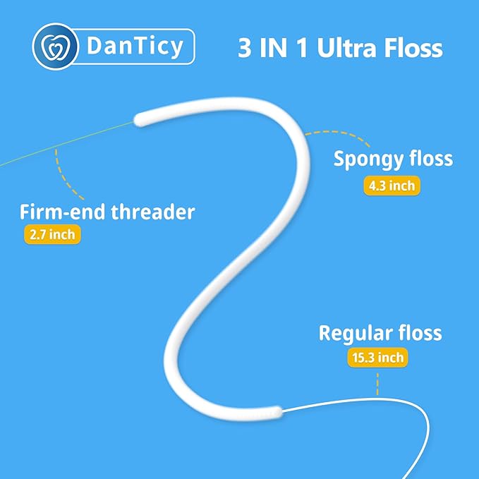 3-in-1 Orthodontic Floss for Braces, 160 Pre-Cut Strands with Threader & Spongy Brush, Specialized Teeth Cleaning for Teens and Adults with Bridges or Implants, 2 Pack