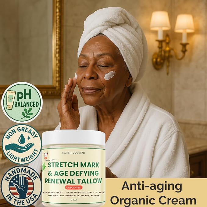 Grass Fed Beef Tallow Body Cream, Whipped Tallow Cream Hydrating Moisturizer for Sensitive Skin, Anti-aging Stretch Mark Cream For Men & Women 8 Fl Oz (8 fl oz, Warm Scent)