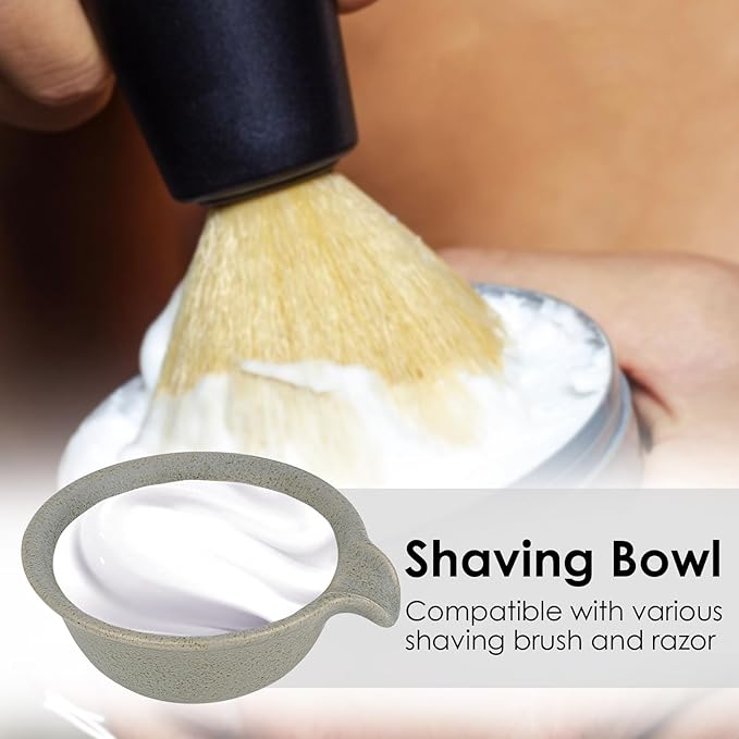 Linkidea Ceramic Shaving & Beard Grooming Bowl for Men, Wide Mouth Lathering Cup for Wet Razors, Traditional Shave Cream Cup (Grey)