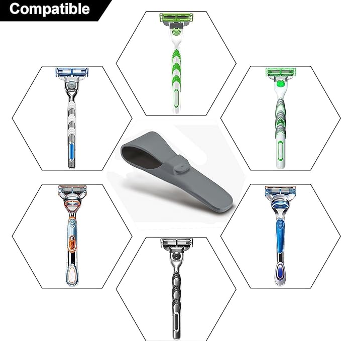 LinMei Silicone Razor Travel Case, Blue+Black, Compatible with Gillette, Parker, Merkur Razor (Gray 2pcs)