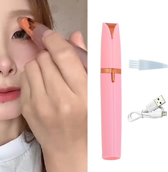 2 Pack USB Rechargeable Portable Electric Eyebrow Trimmer Pen for Women,Painless Precision Eyebrow Hair Remover, Safe Eyebrow Shaver Razor Tool for face Leg Lip Armpit Hand(Pink)