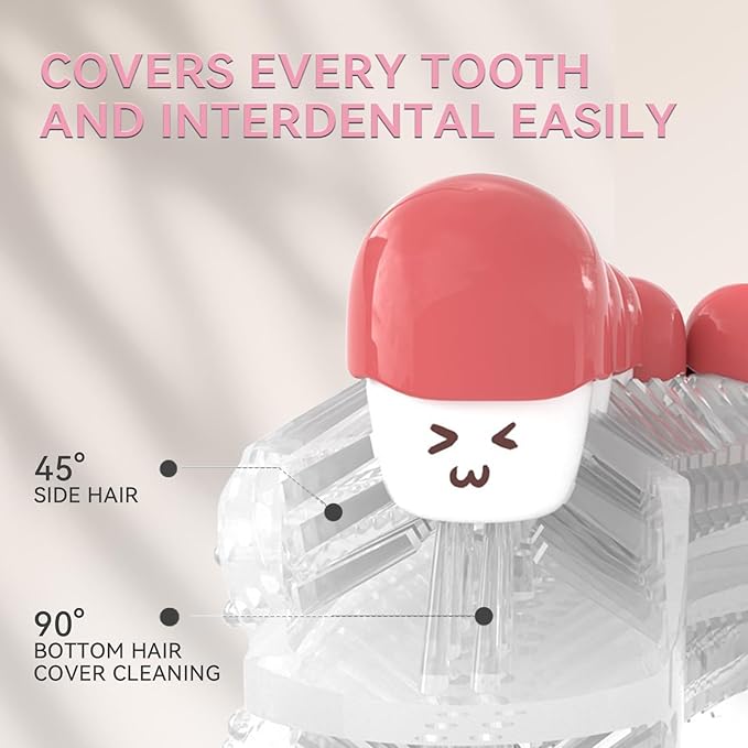 Adult Sonic Automatic Electric Toothbrush, 360° Oral Cleaning Stain Whitening (Pink)