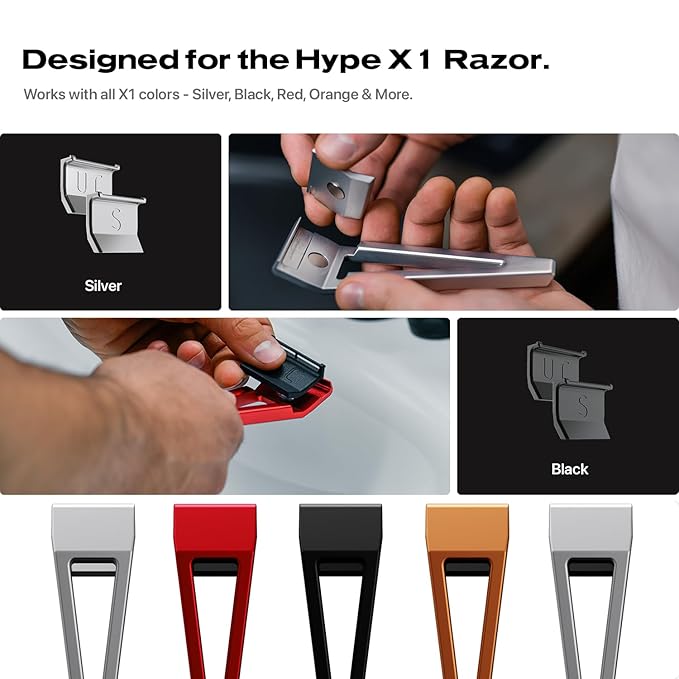 HYPE X1 Safety Razor Shave Settings - Sensitive (S) & Ultra-Close (UC) Settings, Durable Aerospace-Grade Aluminum, Magnetic snap-on design, Compatible with HYPE X1 Safety Razor for Men & Women-Black