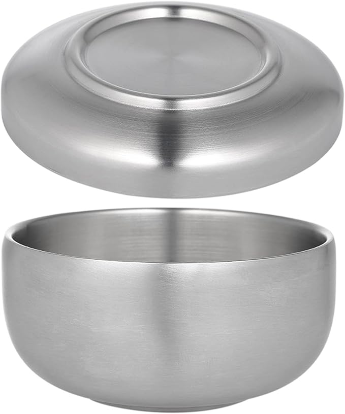 Yinhing Stainless Steel Shaving Bowl, Shave Cream Soap Brush Holder for Beard Cleaning, Smooth Surface with Cover, Lightweight Durable Shaving Mug for Men