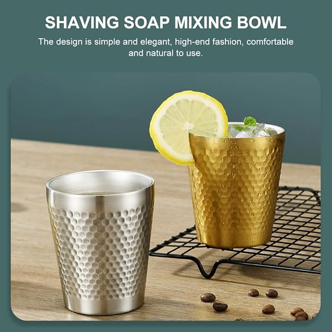 Zerodeko 304 Stainless Steel Shaving Soap Bowl for Men, Silver Razor Bowl with Foaming Cup, Sturdy Shaving Bubble Brush Vessel Suitable for Daily Grooming and Travel Use